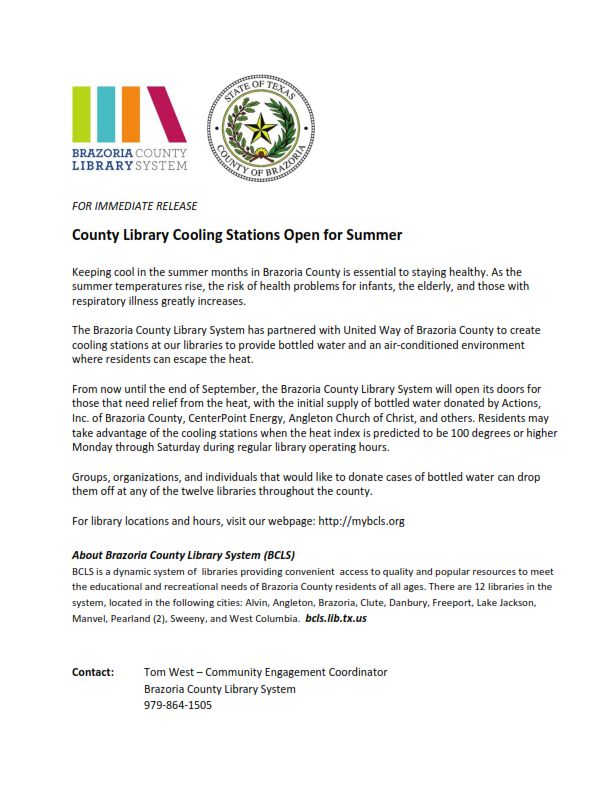 library system opens cooling centers